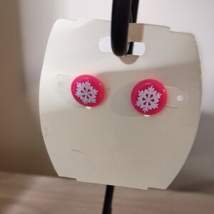 Pink Snowflake Kids Earrings